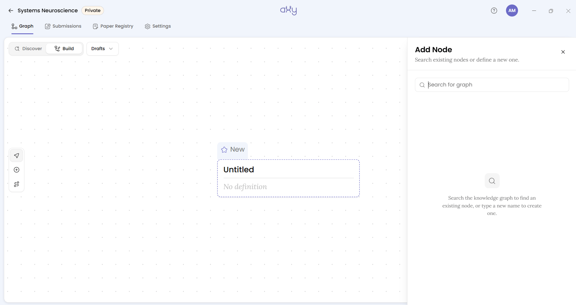 The Add Node drawer, open