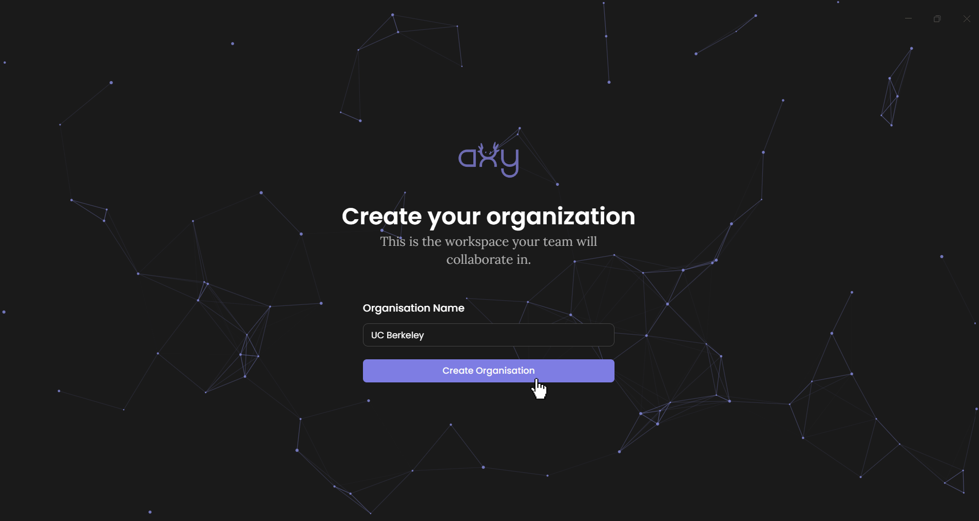 The organisation-creation form