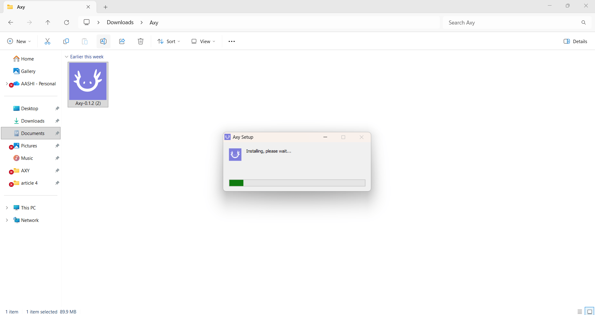 Axy installing and launching on Windows